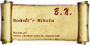 Bodnár Nikola névjegykártya